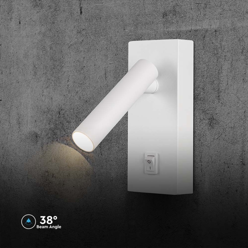 LED Стенен спот с превключвател LED/2W/230V 3000K бял