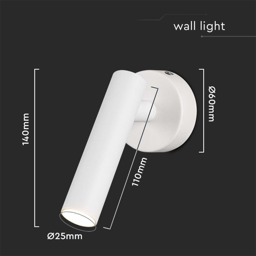 LED Стенен спот LED/2W/230V 3000K бял