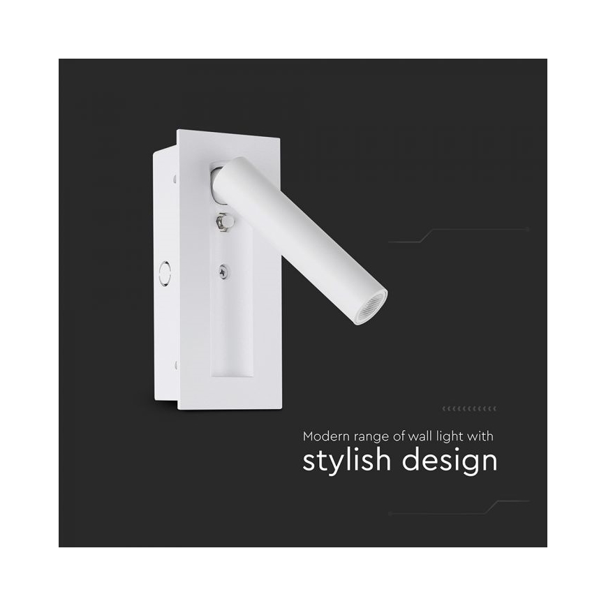 LED стенен спот LED/2W/230V 3000K бял