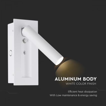 LED стенен спот LED/2W/230V 3000K бял