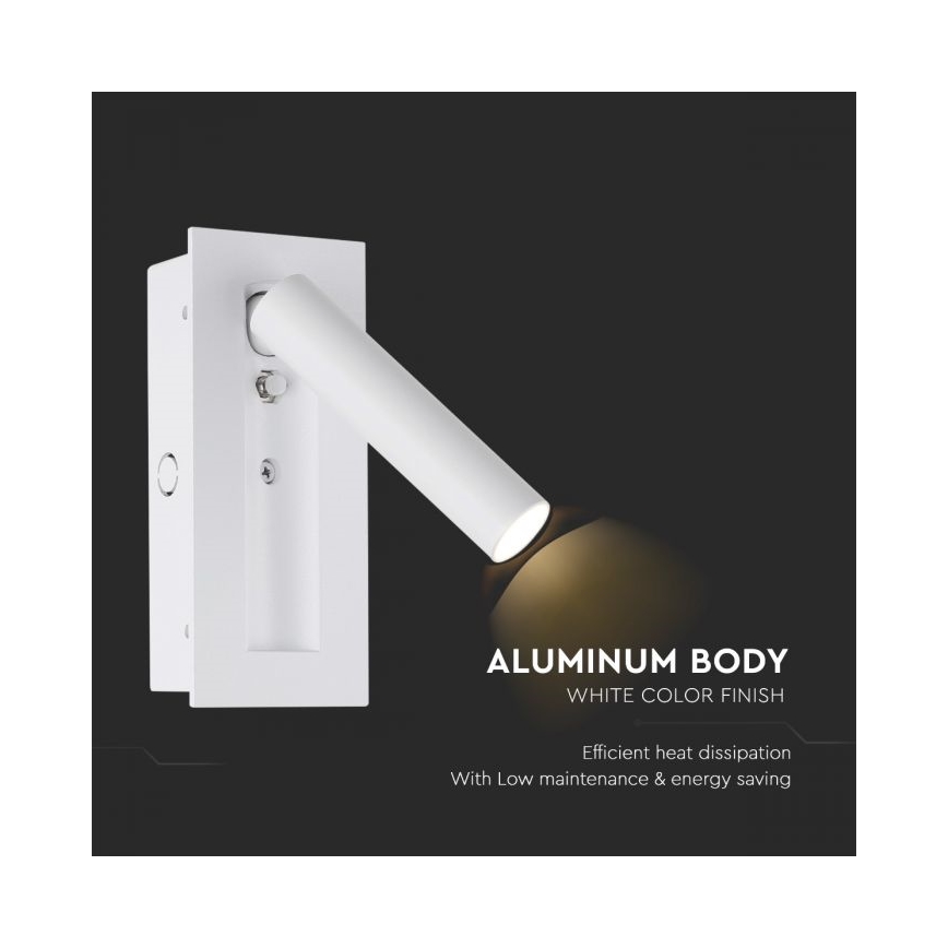 LED стенен спот LED/2W/230V 3000K бял