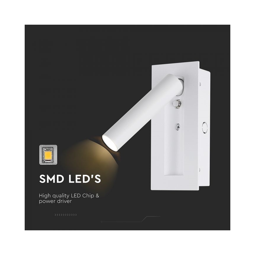 LED стенен спот LED/2W/230V 3000K бял