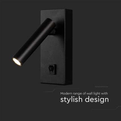 LED Стенен спот LED/2W/230V 3000K черен