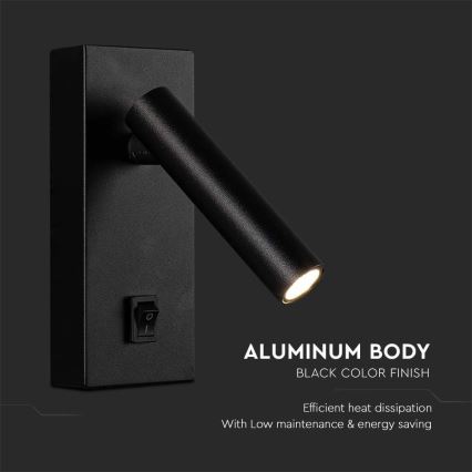 LED Стенен спот LED/2W/230V 3000K черен