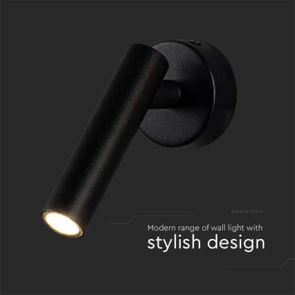 LED Стенен спот LED/2W/230V 3000K черен