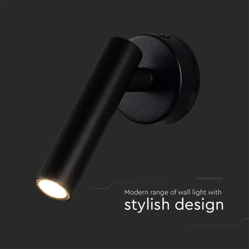 LED Стенен спот LED/2W/230V 3000K черен