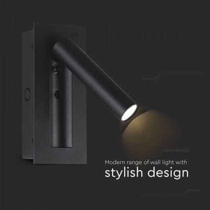 LED стенен спот LED/2W/230V 3000K черен