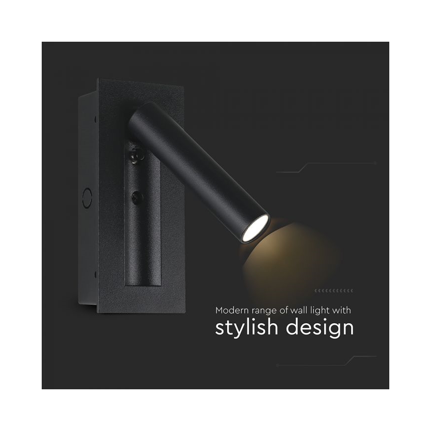 LED стенен спот LED/2W/230V 3000K черен