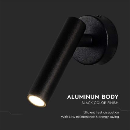 LED Стенен спот LED/2W/230V 4000K черен