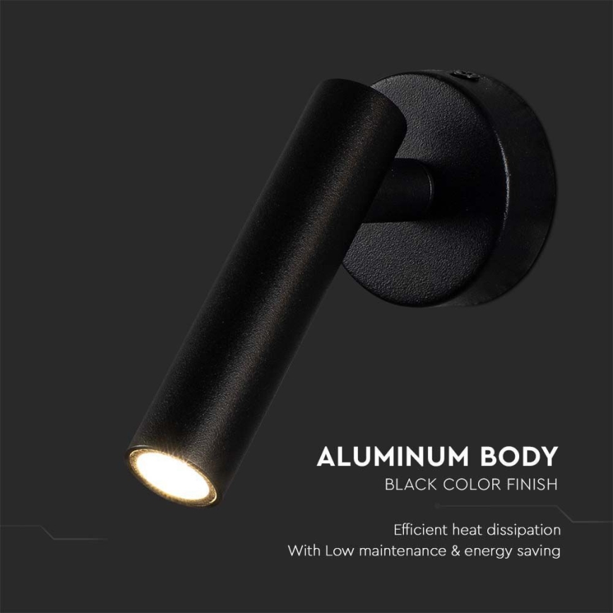 LED Стенен спот LED/2W/230V 4000K черен