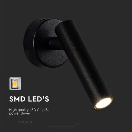 LED Стенен спот LED/2W/230V 4000K черен