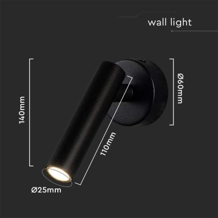 LED Стенен спот LED/2W/230V 4000K черен