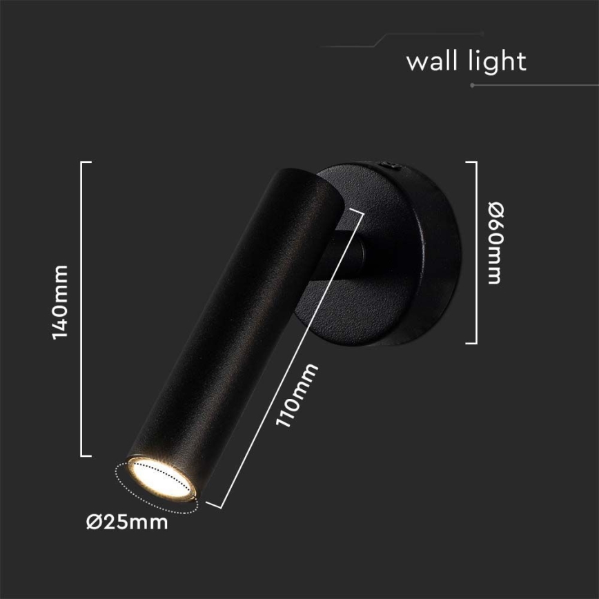 LED Стенен спот LED/2W/230V 4000K черен