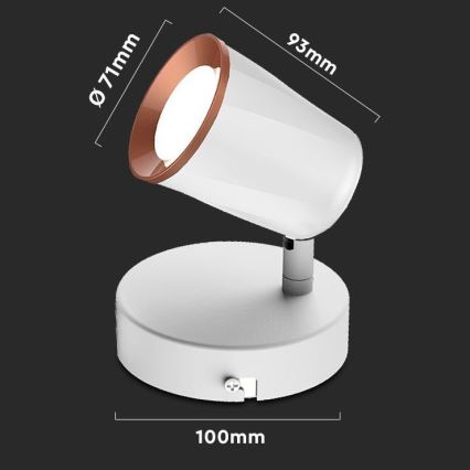 LED Стенен спот LED/5W/230V 3000K бял