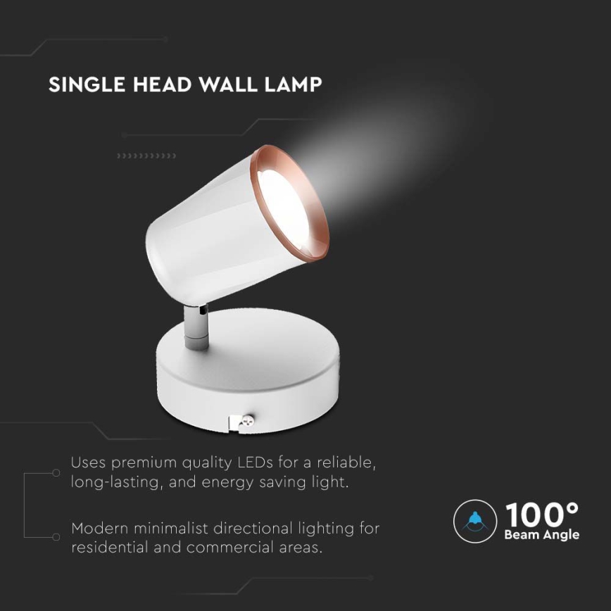 LED Стенен спот LED/5W/230V 4000K бял