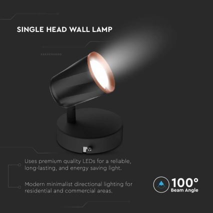 LED Стенен спот LED/5W/230V 4000K черен