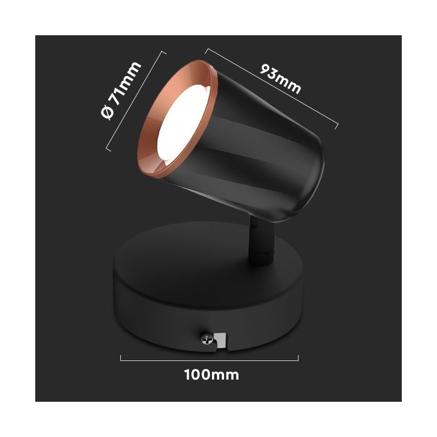 LED Стенен спот LED/5W/230V 4000K черен