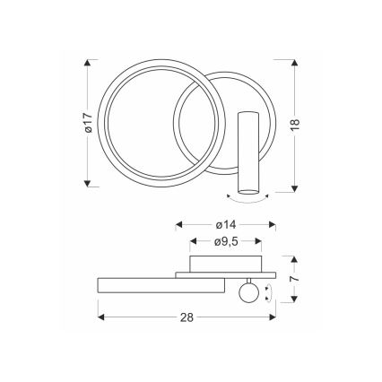 LED стенен спот MONET LED/16W/230V черен