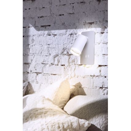 LED Стенен спот PARIS 1xGU10/10W/230V + LED/6W/230V бял