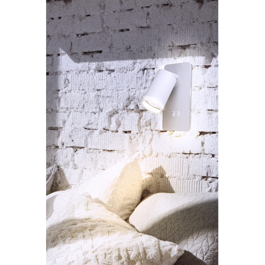 LED Стенен спот PARIS 1xGU10/10W/230V + LED/6W/230V бял