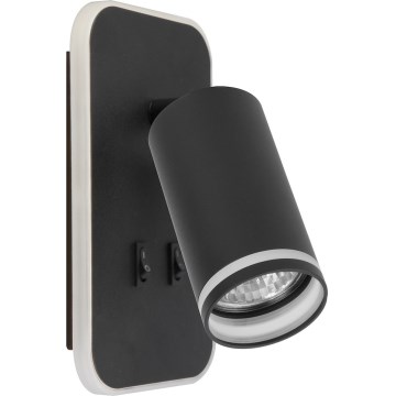 LED стенен спот PIPE 1xGU10/10W/230V + LED/6W черен