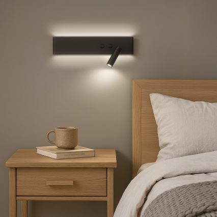 LED стенен спот RESORT LED/10W/230V + LED/3W, черен, десен
