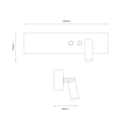 LED стенен спот RESORT LED/10W/230V + LED/3W, черен, десен