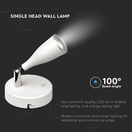 LED Стенен спот с превключвател LED/4,5W/230V 3000K бял