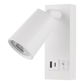 LED Стенен спот с  USB LED/5W/230V бял