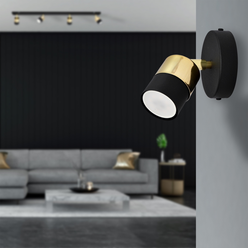 LED Стенен спот TUBSSON 1xGU10/4,8W/230V черен/златист
