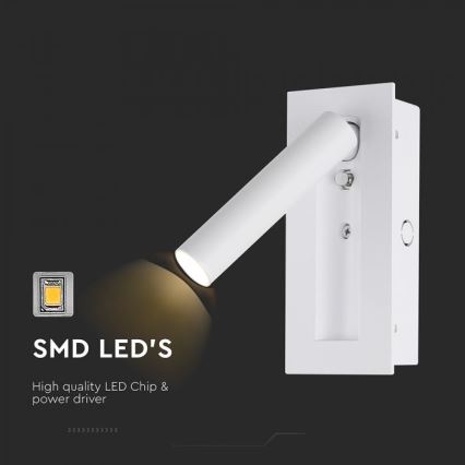 LED стенен точков аплик LED/2W/230V 3000K бял