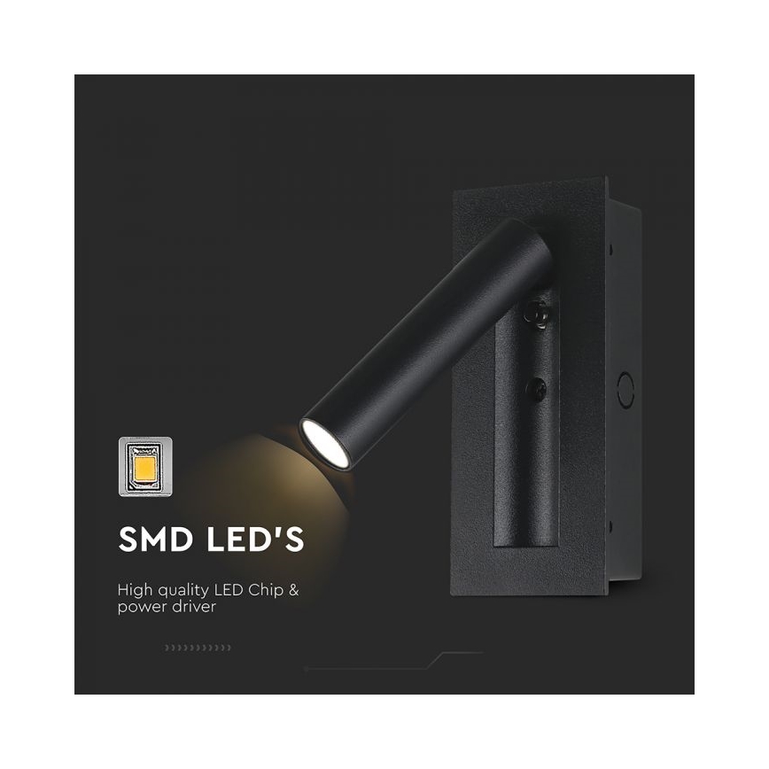 LED стенен точков аплик LED/2W/230V 3000K черен