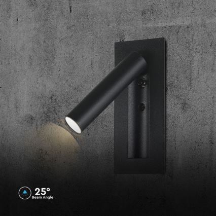 LED стенен точков аплик LED/2W/230V 3000K черен