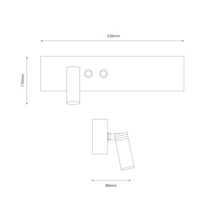 LED стенен точков аплик RESORT LED/10W/230V + LED/3W бял ляв