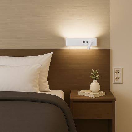 LED стенен точков осветител RESORT LED/10W/230V + LED/3W бял, десен