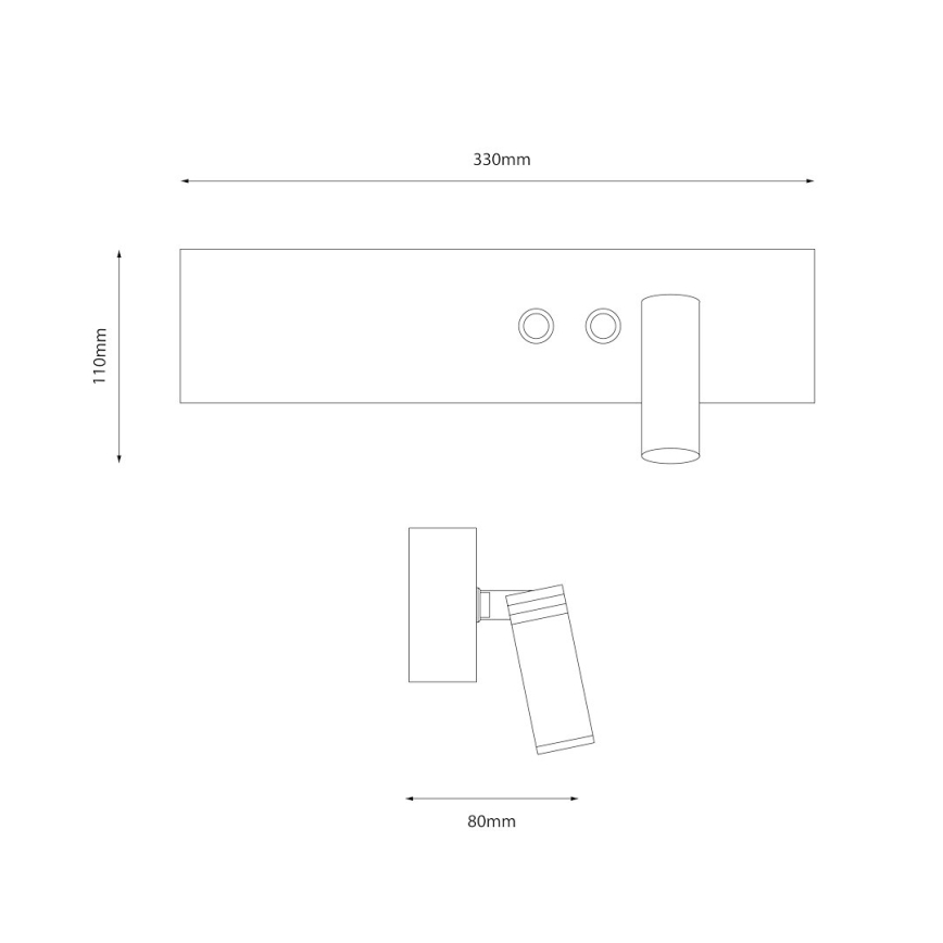 LED стенен точков осветител RESORT LED/10W/230V + LED/3W бял, десен