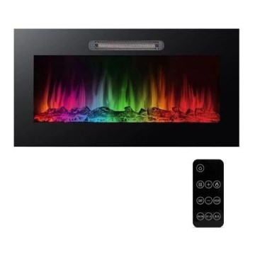 LED Стенна електрическа камина с отопление LED/2000W/230V 48x91 см + дистанционно
