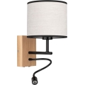 LED стенна лампа BOHO 1xE27/25W/230V + LED/1W/230V дъб