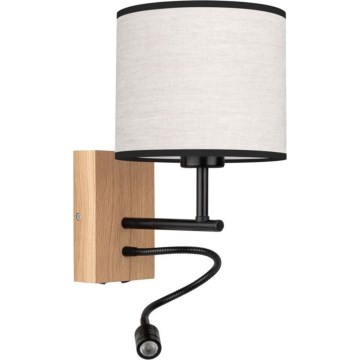 LED стенна лампа BOHO 1xE27/25W/230V + LED/1W/230V дъб