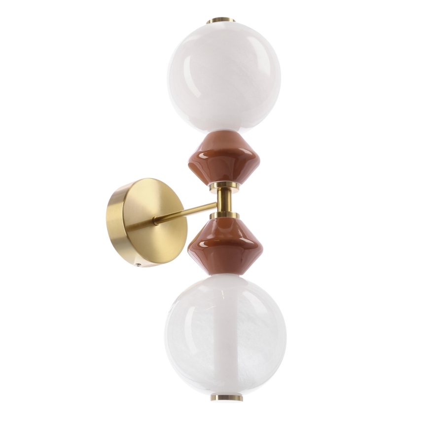 LED стенна лампа FLORES 2xLED/5W/230V златна/кафява