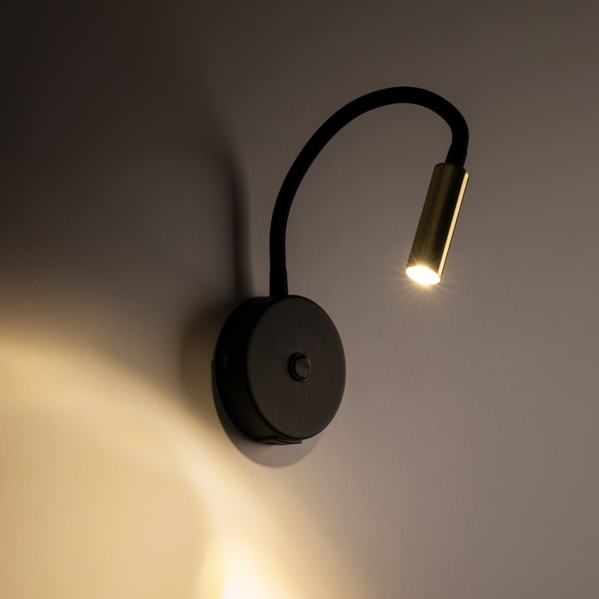 LED Стенна лампа с USB port LAGOS 1xG9/3W/5V 4000K черен/златист