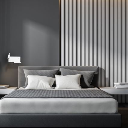 LED стенна лампа SHELF LED/4W+LED/5W+LED/2W/230V + USB порт бяла