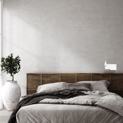 LED стенна лампа SHELF LED/4W+LED/5W+LED/2W/230V + USB порт бяла