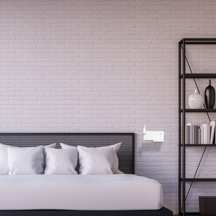 LED стенна лампа SHELF LED/4W+LED/5W+LED/2W/230V + USB порт бяла