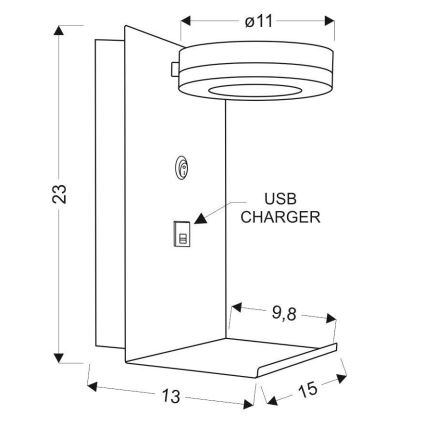LED Стенна лампа със зарядно устройство COMPACT LED / 4W / 230V