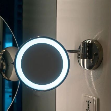 LED Стенно козметично огледало LED/3W/6V 4xAA IP44