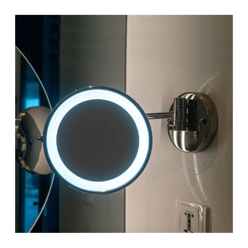 LED Стенно козметично огледало LED/3W/6V 4xAA IP44