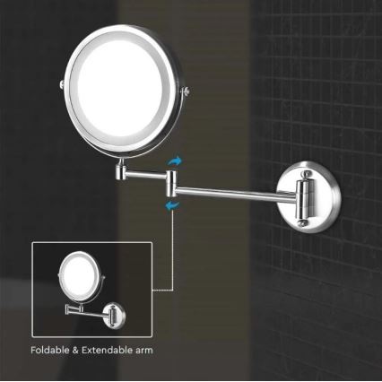 LED Стенно козметично огледало LED/3W/6V 4xAA IP44