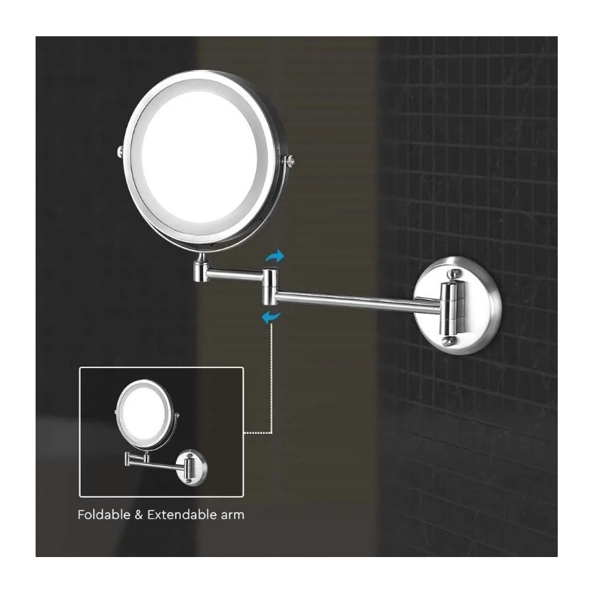 LED Стенно козметично огледало LED/3W/6V 4xAA IP44