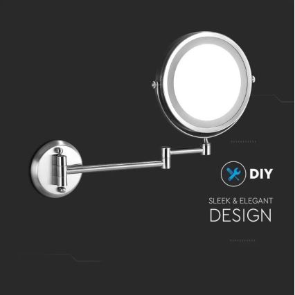 LED Стенно козметично огледало LED/3W/6V 4xAA IP44